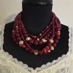 Elegant Chico's Red Beaded Necklace